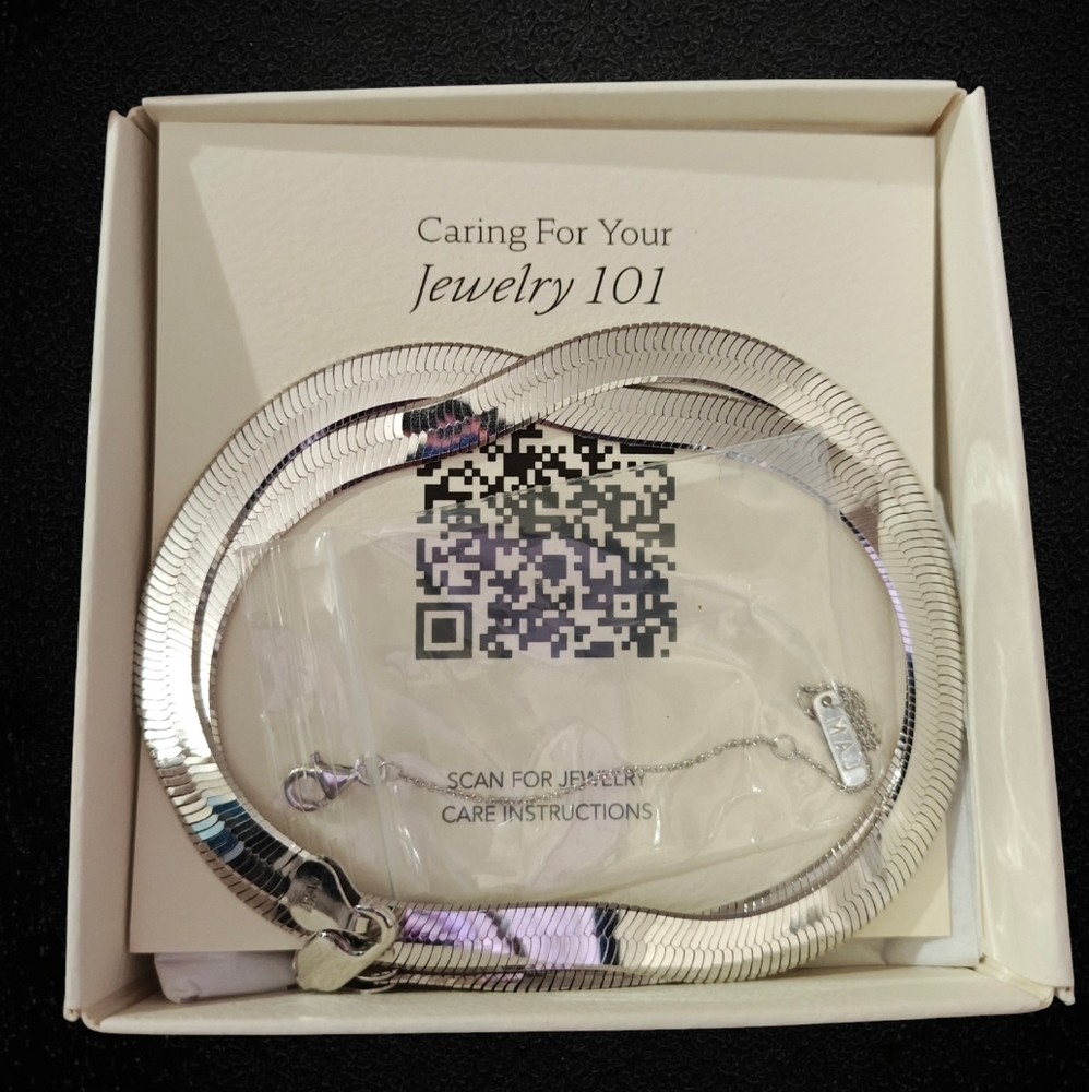 New Melanie Auld Sterling Silver Herringbone Necklace Snake Chain Necklace